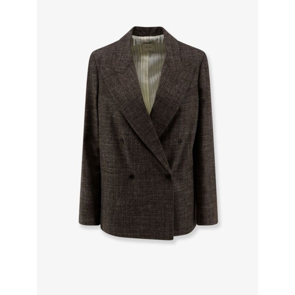 Alysi Women Double-Breasted Wool And Linen Blend Blazer